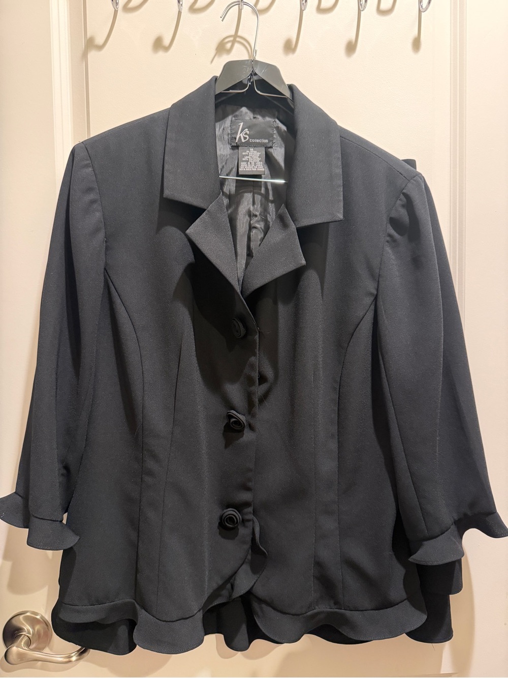 KS Collection Women's Black Scallop-Trim Blazer